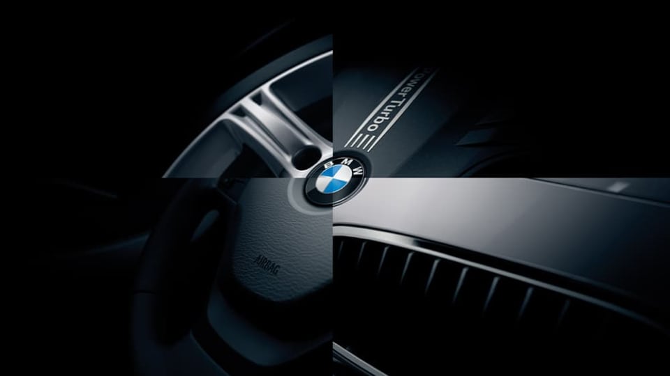 Collage of close up of BMW vehicle